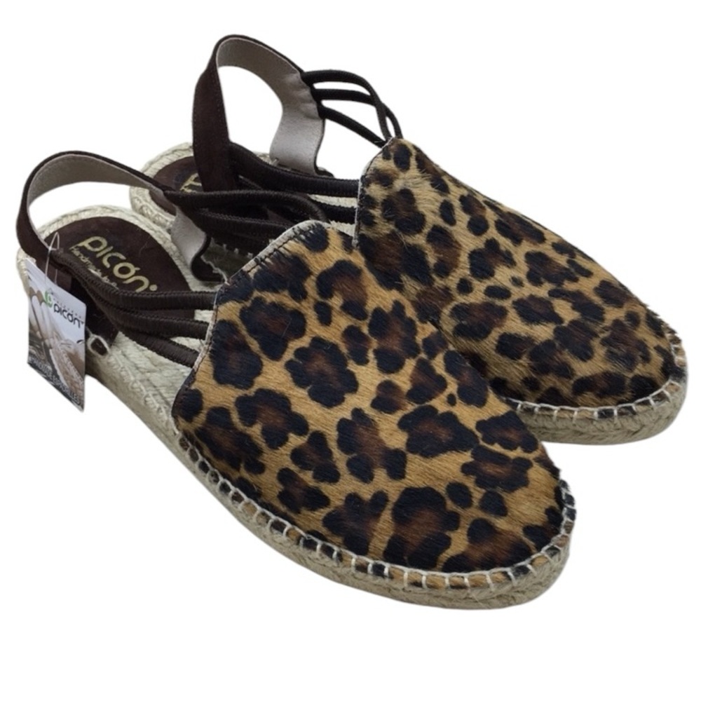 Picon Leopard Leather Handmade Espadrilles NWT